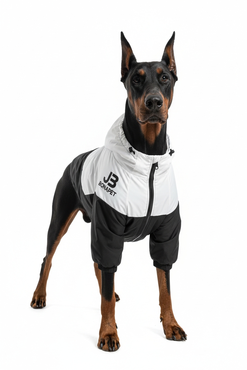 Dog with black and white jacket - Vertical