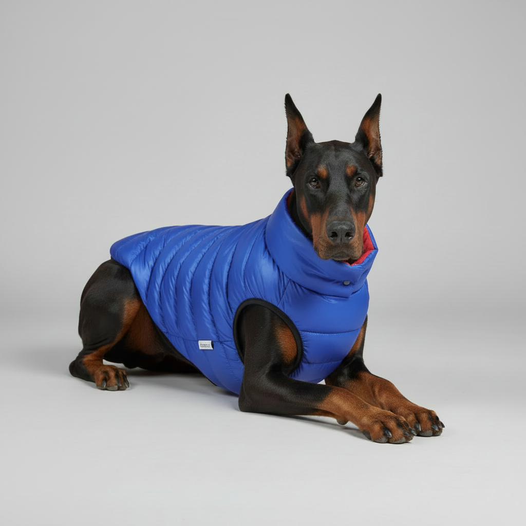 Large dog with blue vest - smaller size